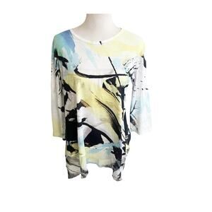 Jess and Jane Tunic Top Women's Medium Multi Artsy Brushstroke Print Teacher